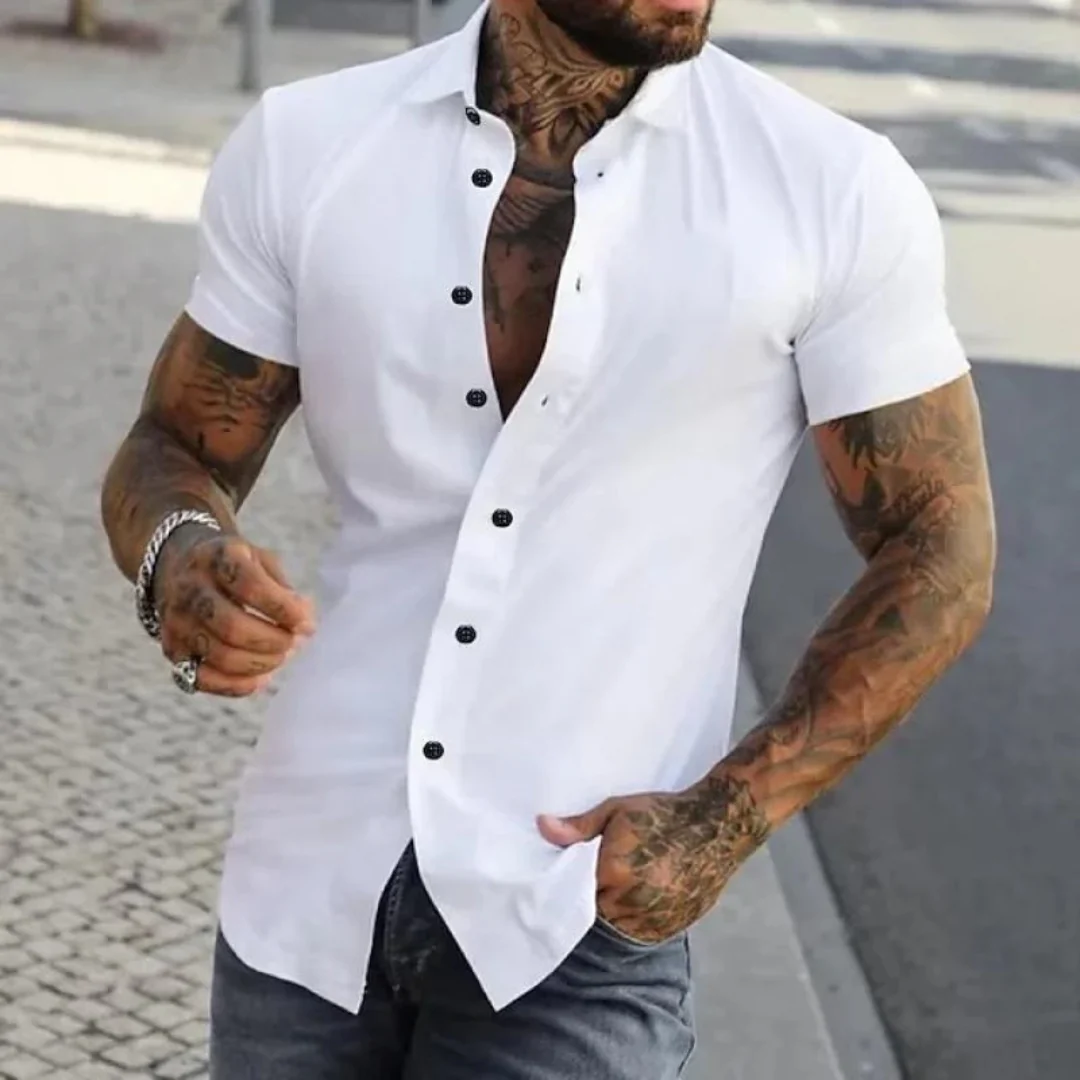 Men’s Slim-Fit Short Sleeve Shirt – Smart Summer Shirt for Casual Wear