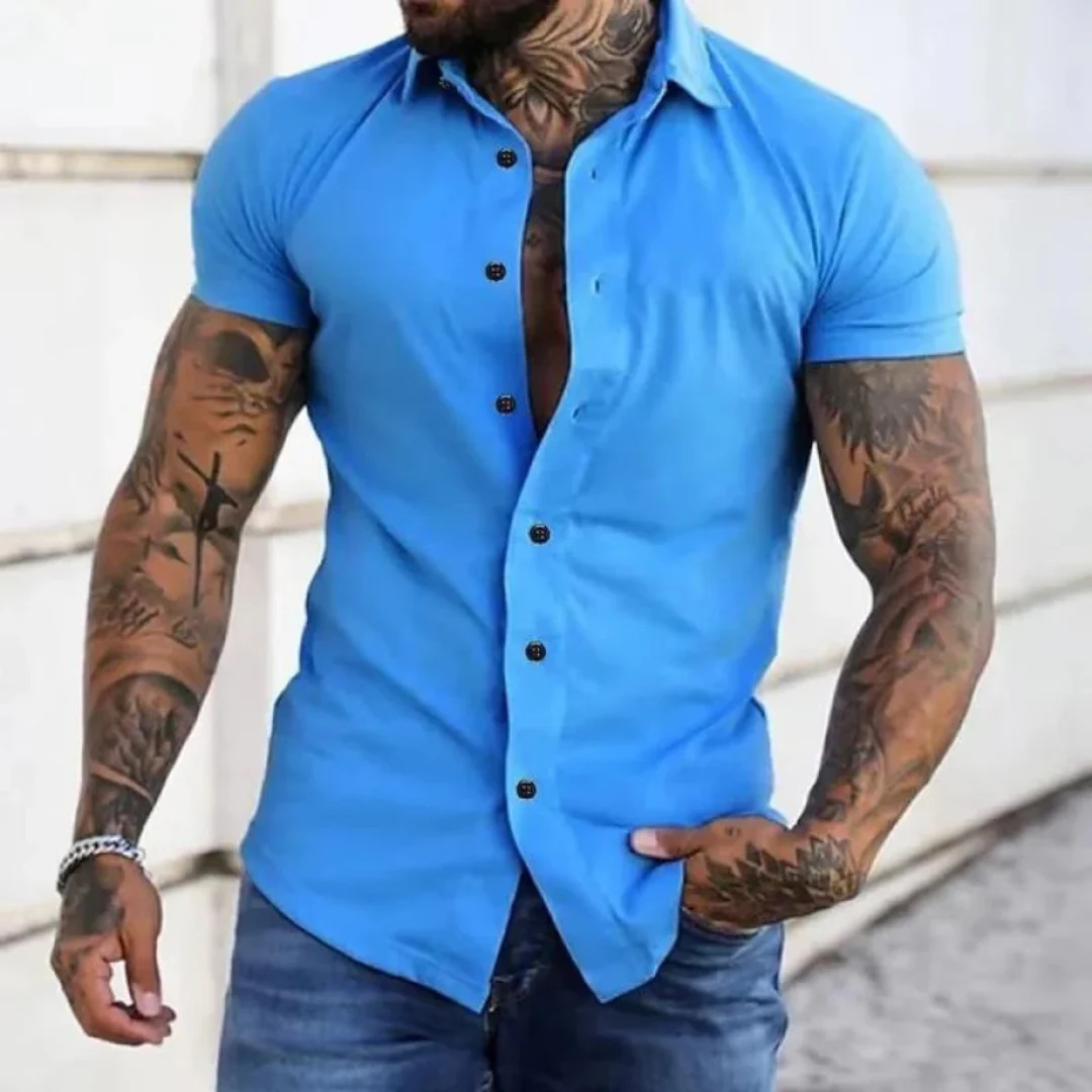 Men’s Slim-Fit Short Sleeve Shirt – Smart Summer Shirt for Casual Wear