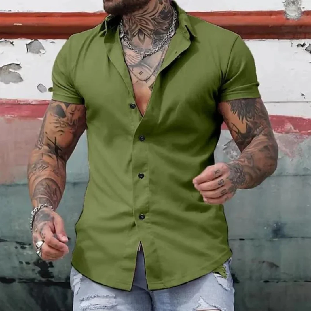 Men’s Slim-Fit Short Sleeve Shirt – Smart Summer Shirt for Casual Wear