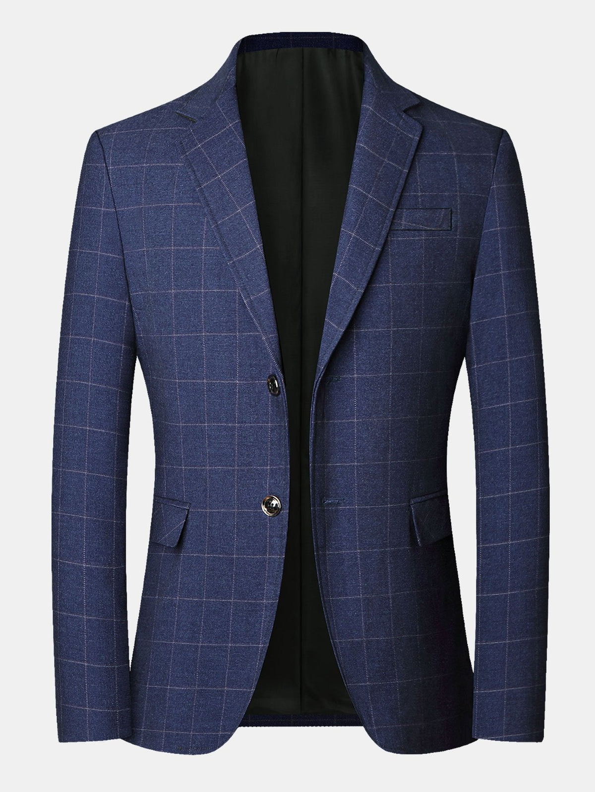 Herren-Sakko mit Karomuster und Reverskragen – maßgeschneiderte normale Passform, einreihig, für Business- und elegante Casual-Looks