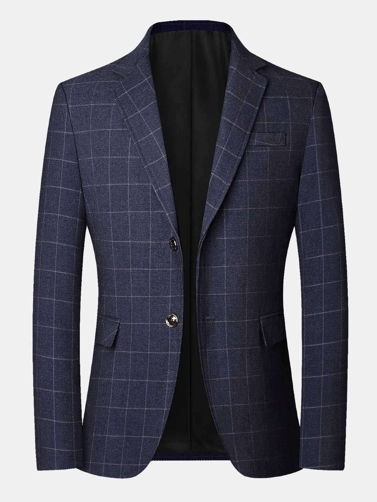 Herren-Sakko mit Karomuster und Reverskragen – maßgeschneiderte normale Passform, einreihig, für Business- und elegante Casual-Looks