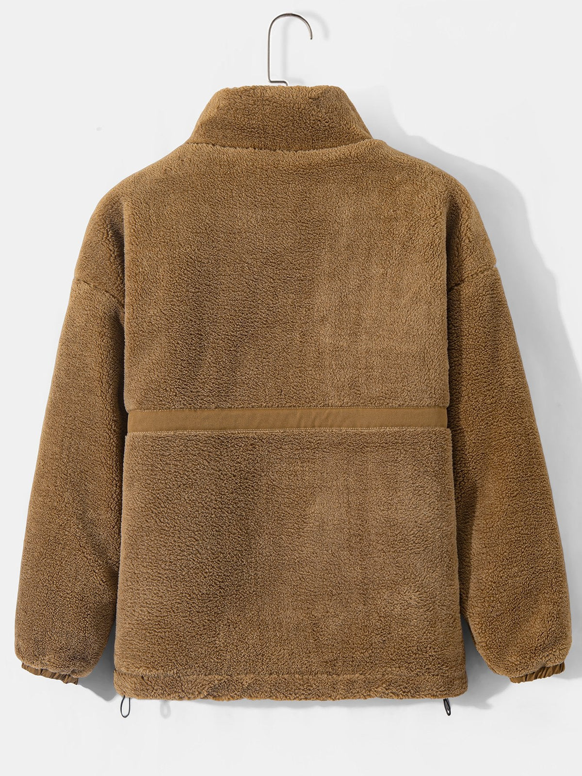 Muška jakna od teddy flisa s prošivenom podstavom – topla zimska gornja odjeća s patentnim zatvaračem, podignutim ovratnikom i praktičnim bočnim džepovima