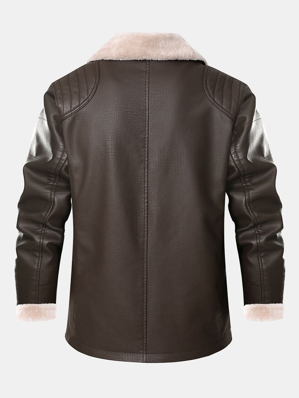 Herrenblazer aus Kunstleder mit Kunstpelzfutter - Warme Winterjacke mit Knöpfen, Lammfellkragen und gepflegtem, lässigem Stil