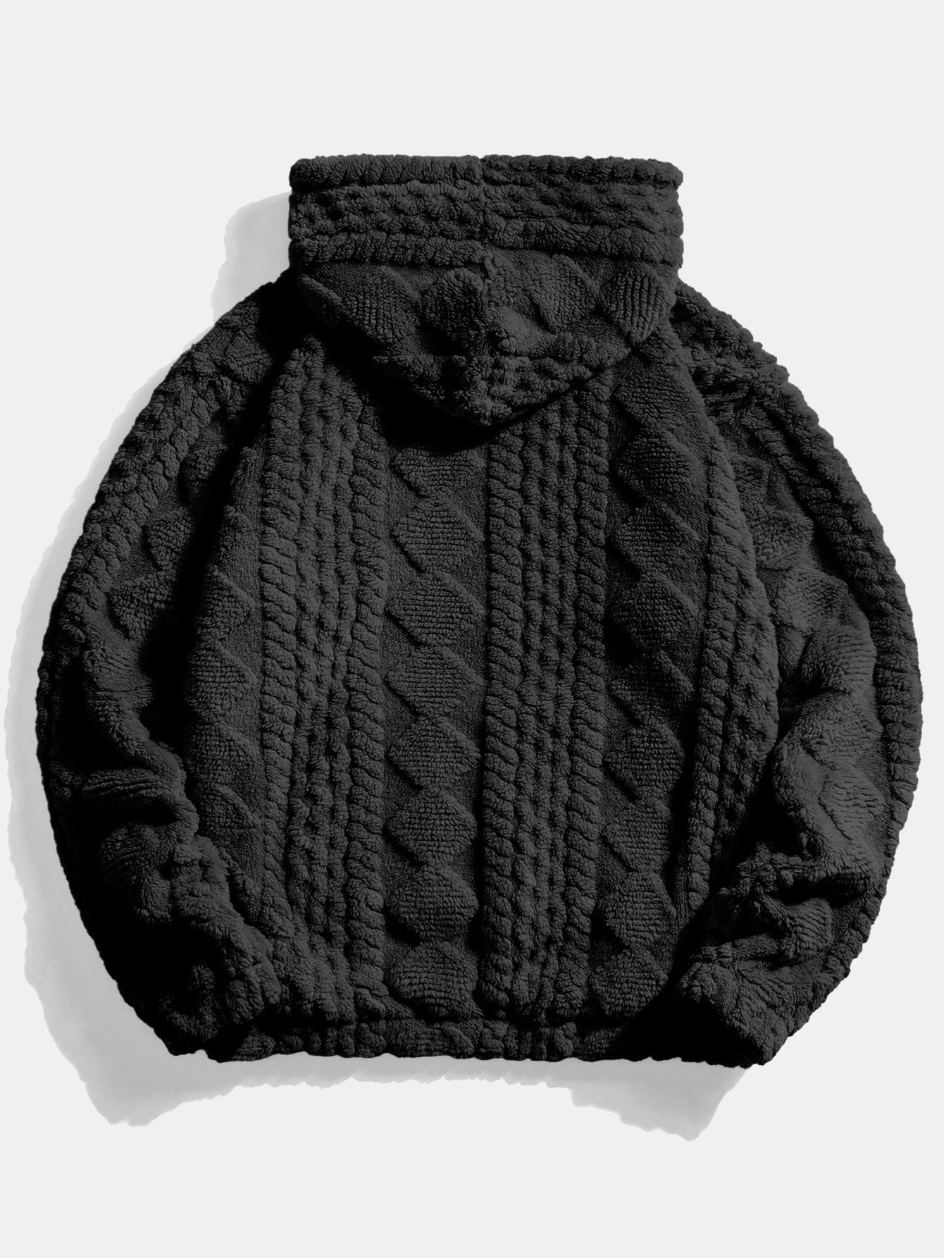 Ensemble de survêtement texturé en tissu pelucheux pour homme – sweat à capuche décontracté et pantalon de jogging pour les week-ends d’hiver