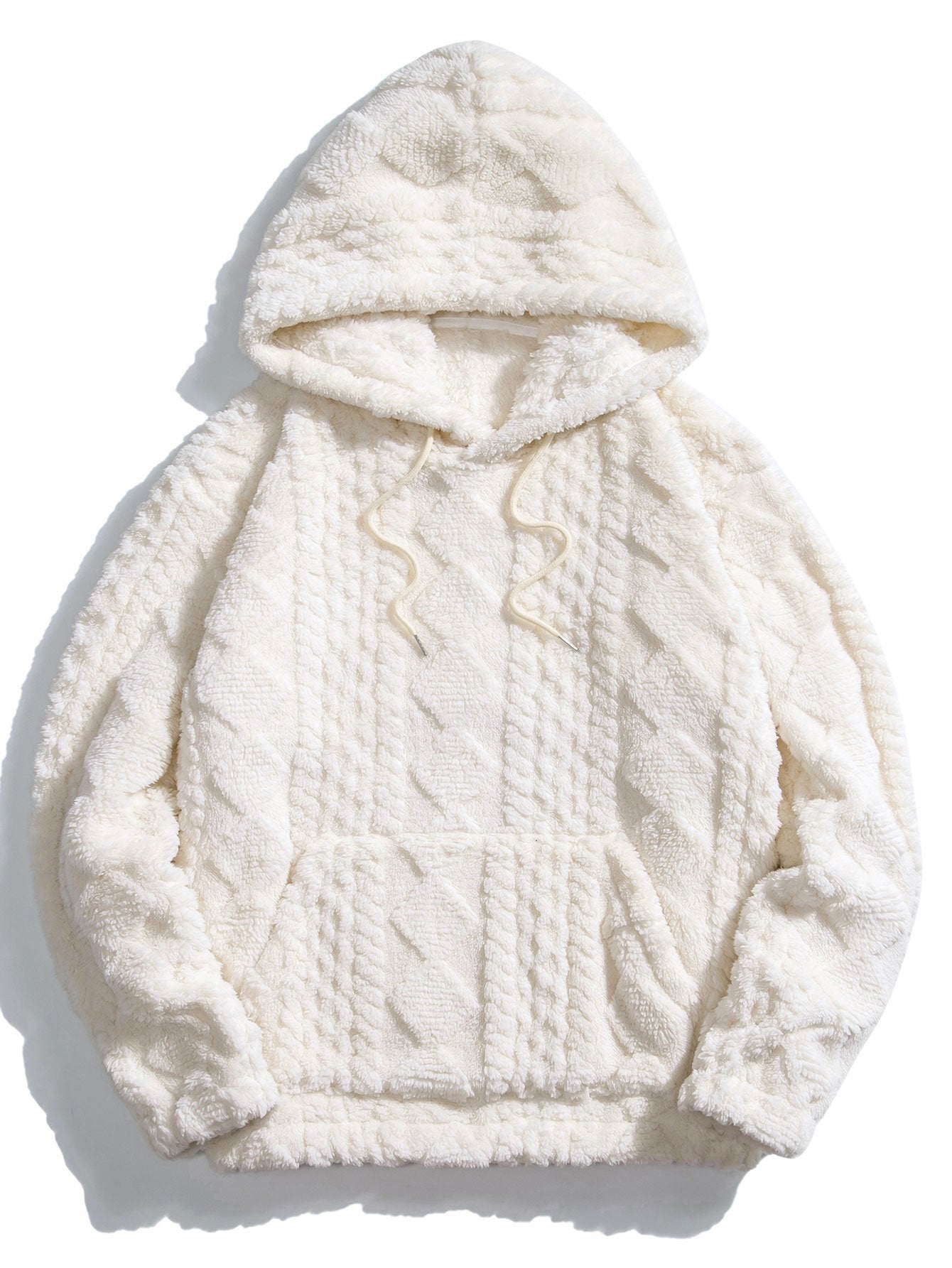 Ensemble de survêtement texturé en tissu pelucheux pour homme – sweat à capuche décontracté et pantalon de jogging pour les week-ends d’hiver