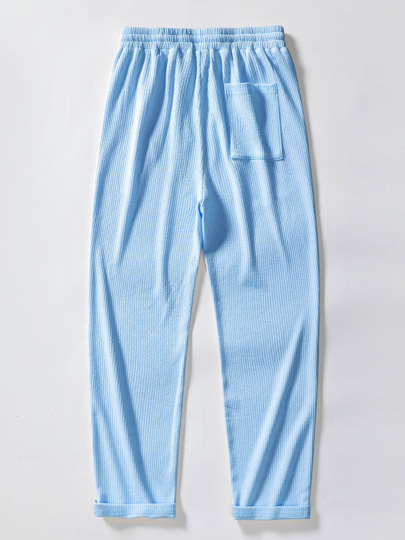 Men’s Stretch Ribbed Trousers with Adjustable Waist – Regular Fit Weekend Pants