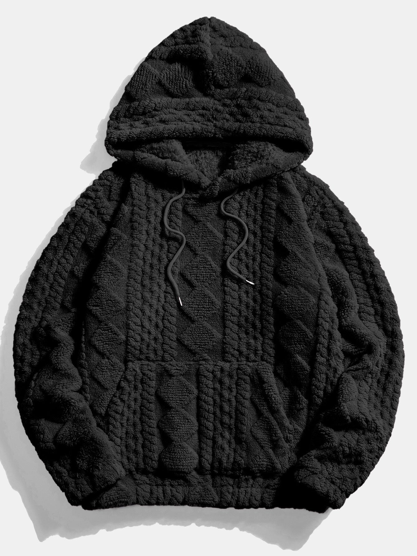 Ensemble de survêtement texturé en tissu pelucheux pour homme – sweat à capuche décontracté et pantalon de jogging pour les week-ends d’hiver