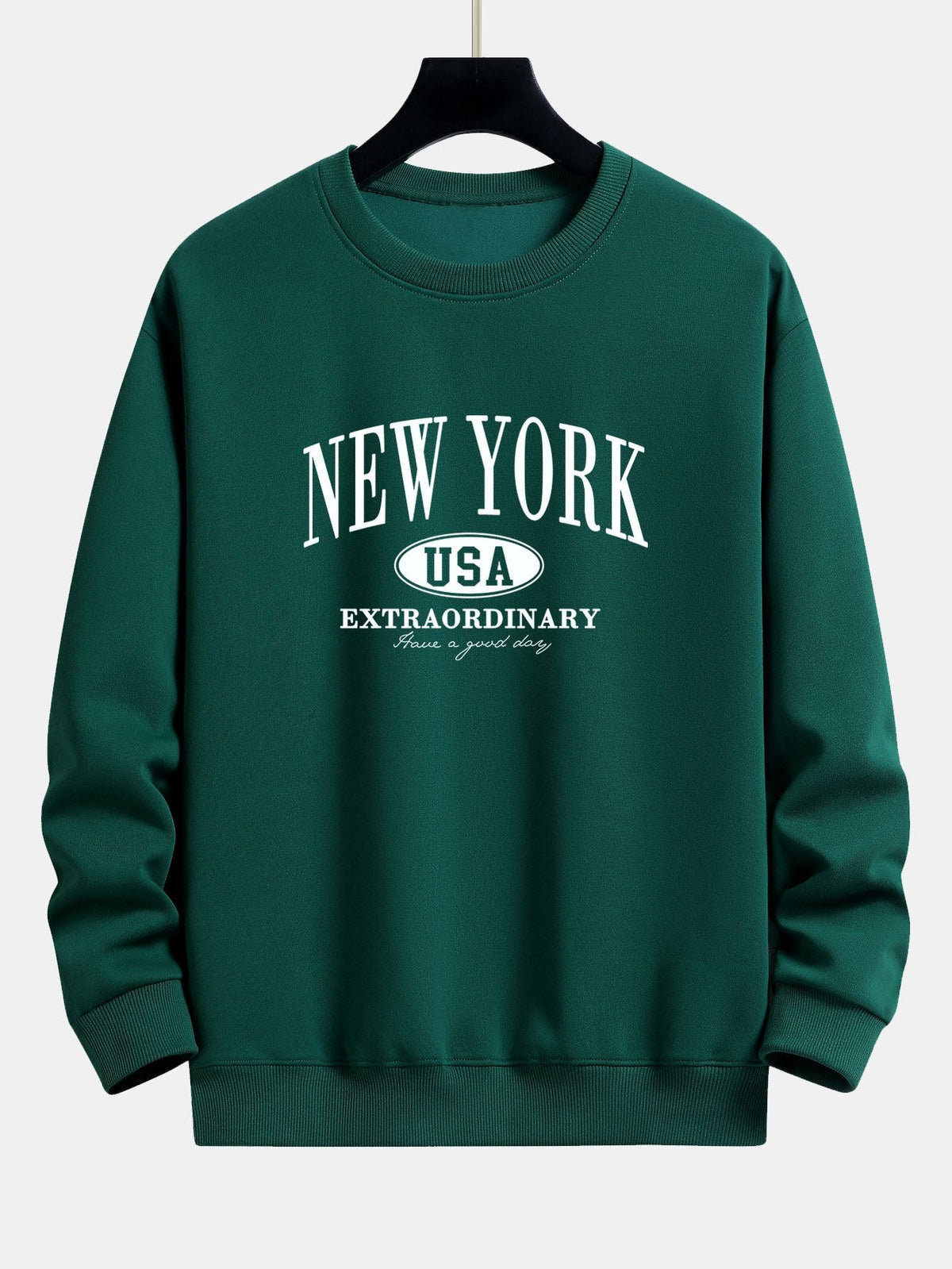 Miesten collegepaita, jossa on New York, USA -kuvio - rento istuvuus, puuvillasekoitetta, pyöreä pääntie, rento arkityyli