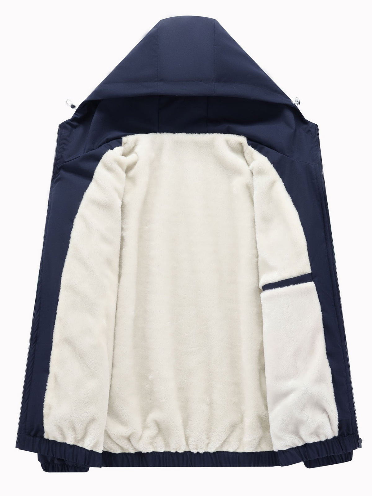 Men's Teddy Fleece-Lined Hooded Windbreaker Jacket – Warm Relaxed Fit Zip-Up Outerwear for Autumn and Winter