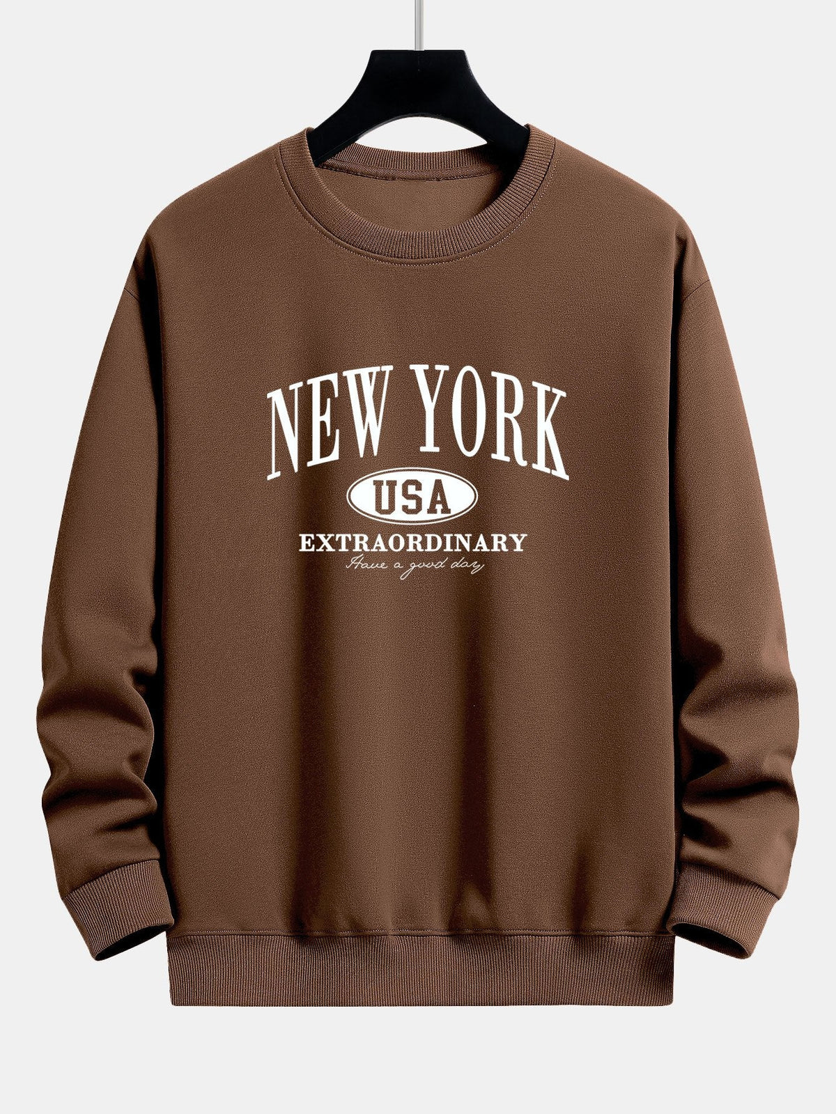 Miesten collegepaita, jossa on New York, USA -kuvio - rento istuvuus, puuvillasekoitetta, pyöreä pääntie, rento arkityyli