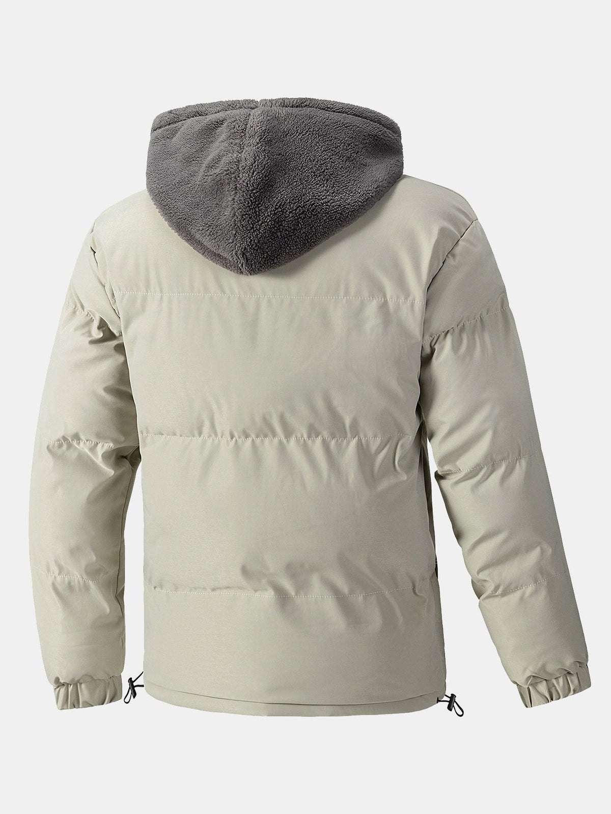 Herren-Pufferjacke mit Kapuze und Teddyfleece-Futter – gefütterter Wintermantel mit Reißverschluss für angenehme Wärme im Alltag