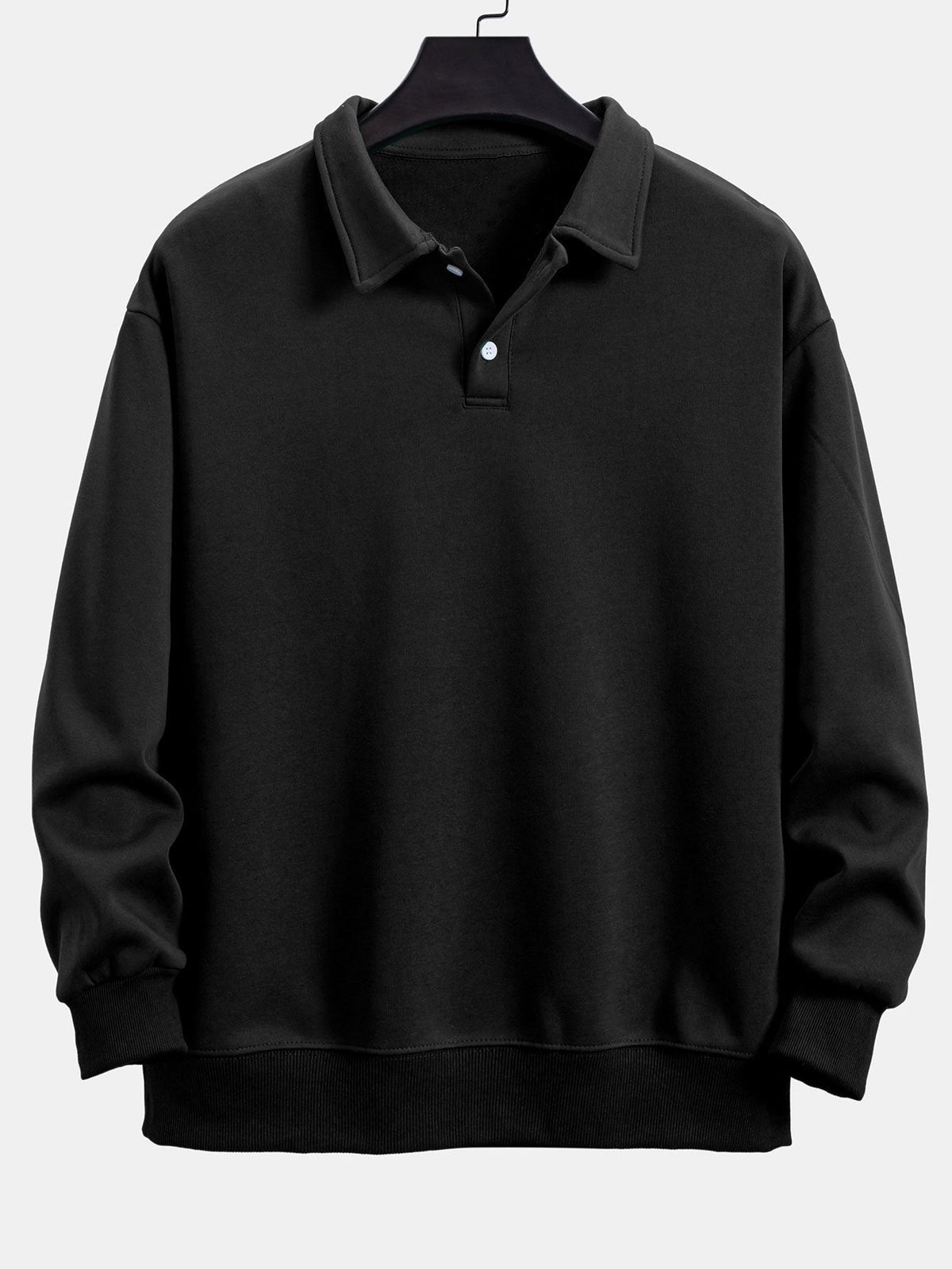 Klassieke sweater met polokraag voor heren - Relaxte pasvorm, pullover van katoenmix met lange mouwen en ribboorden voor dagelijks smartcasual gebruik