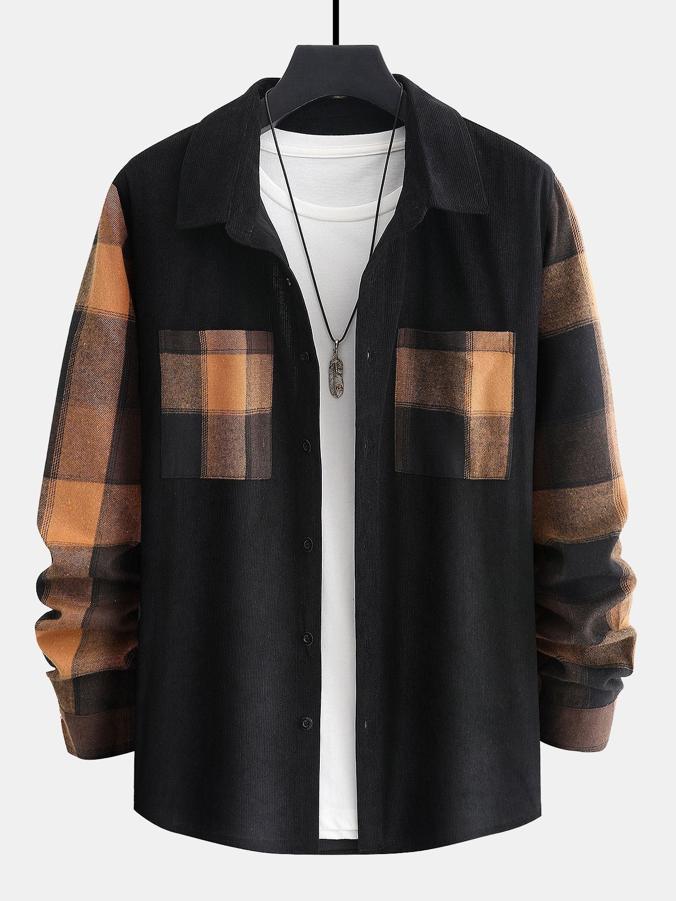 Men’s Corduroy Co-Ord with Overshirt and Joggers – Relaxed Printed Casual Set