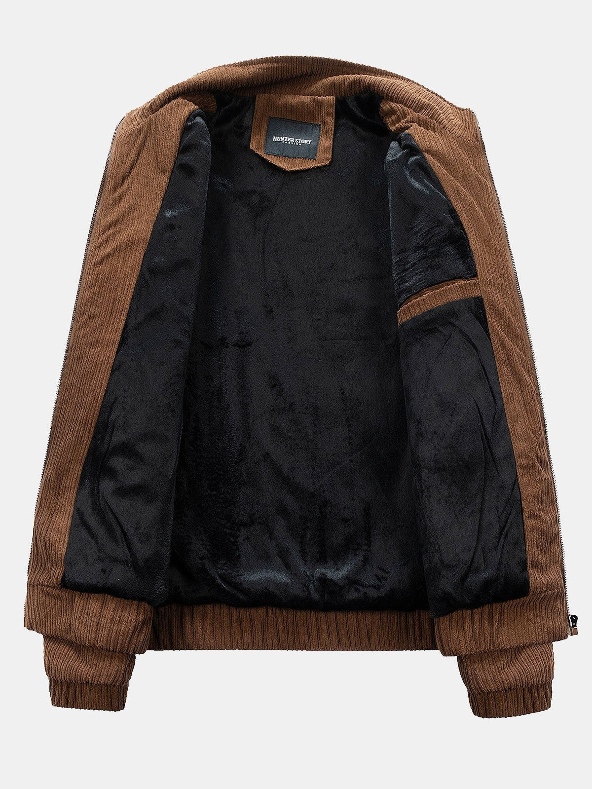 Chaqueta de hombre de pana con cuello embudo - Prenda exterior informal con textura, cierre de cremallera y bolsillos utilitarios, para otoño e invierno