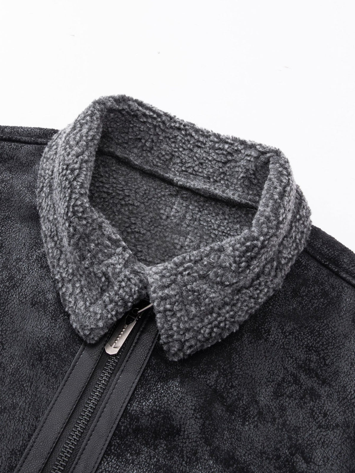 Chaqueta de aviador de ante sintético para hombre con forro de pelo sintético - Prenda de abrigo de inspiración vintage con cremallera para el invierno