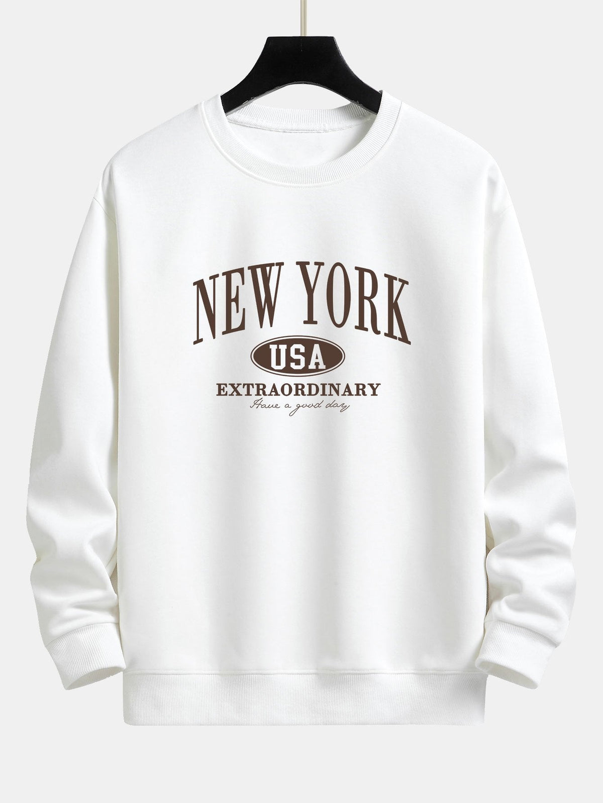 Miesten collegepaita, jossa on New York, USA -kuvio - rento istuvuus, puuvillasekoitetta, pyöreä pääntie, rento arkityyli