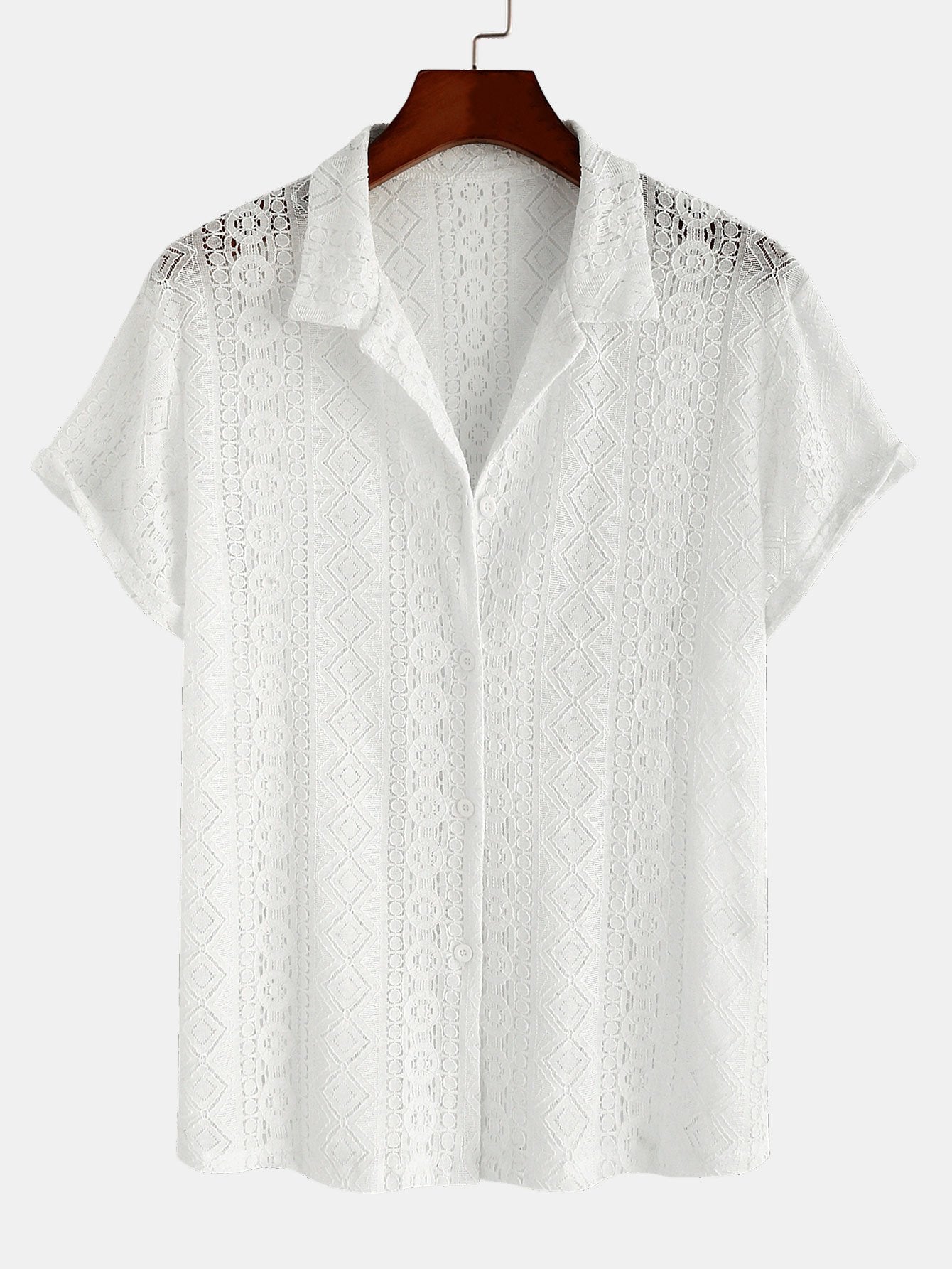 Men’s Cuban Collar Shirt Set with Linen Cotton Straight-Leg Trousers – Holiday Wear