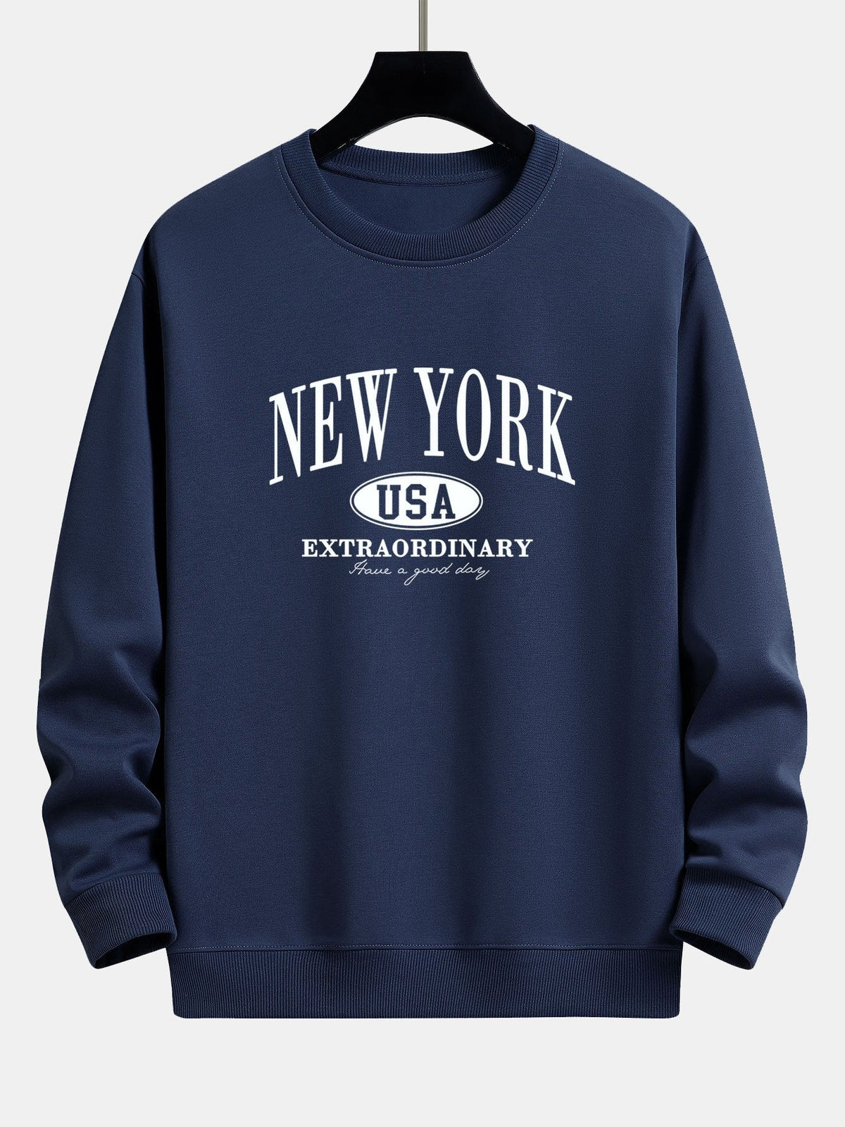Miesten collegepaita, jossa on New York, USA -kuvio - rento istuvuus, puuvillasekoitetta, pyöreä pääntie, rento arkityyli