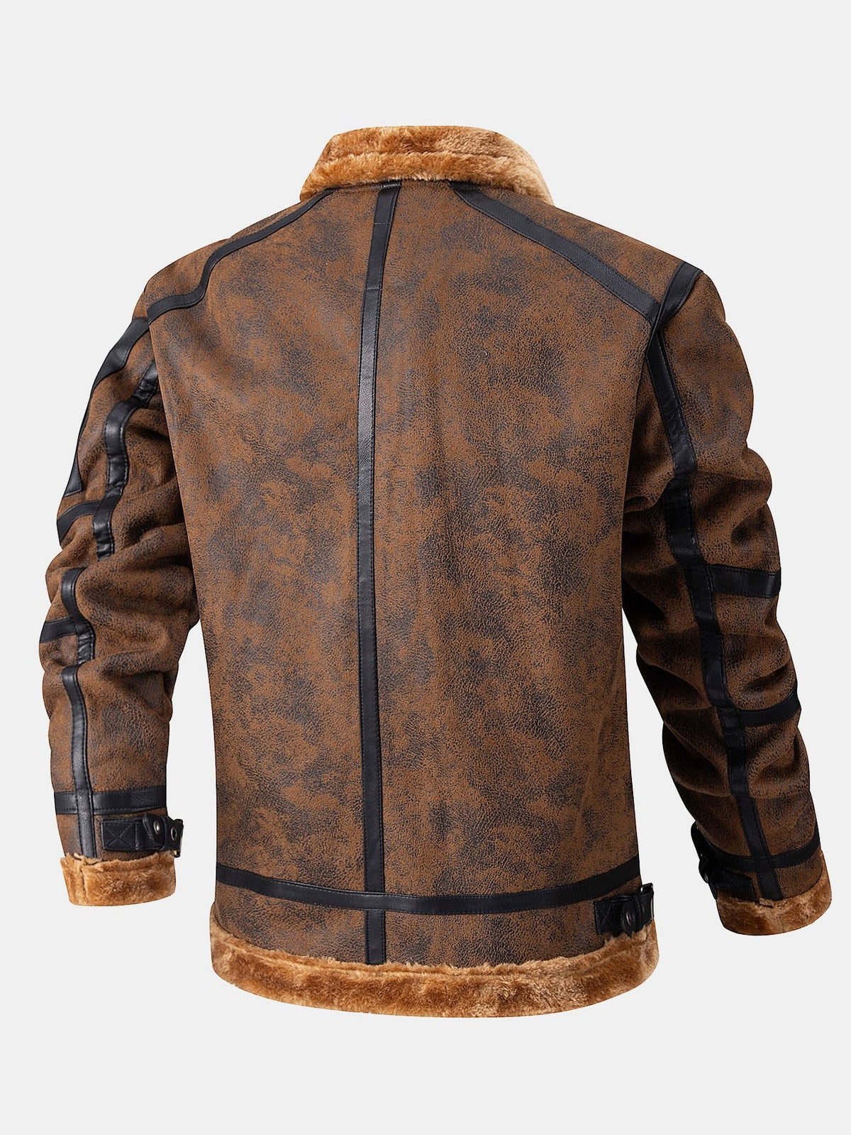 Chaqueta de aviador de ante sintético para hombre con forro de pelo sintético - Prenda de abrigo de inspiración vintage con cremallera para el invierno