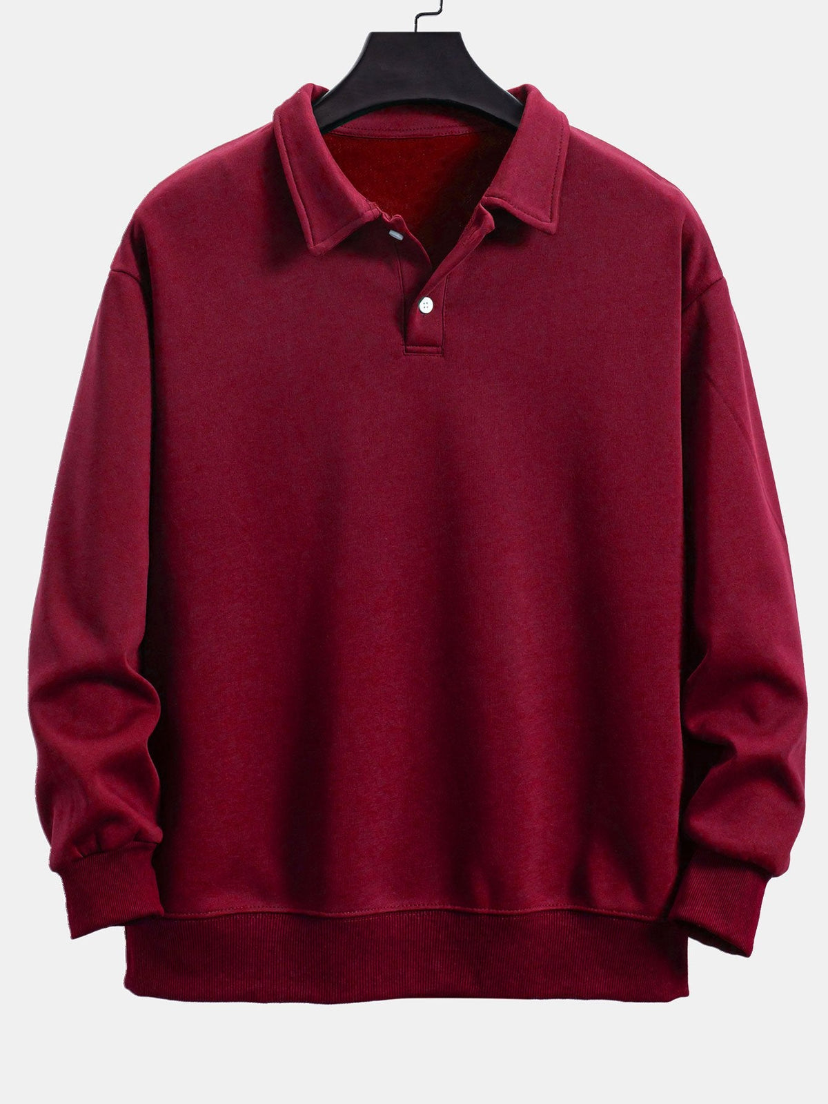 Klassieke sweater met polokraag voor heren - Relaxte pasvorm, pullover van katoenmix met lange mouwen en ribboorden voor dagelijks smartcasual gebruik