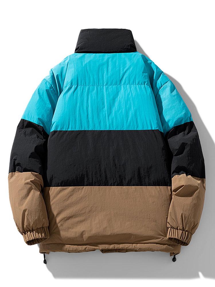 Doudoune à empiècements contrastés pour homme - vêtement d’extérieur chaud et matelassé pour l’hiver, avec col montant et coupe ample