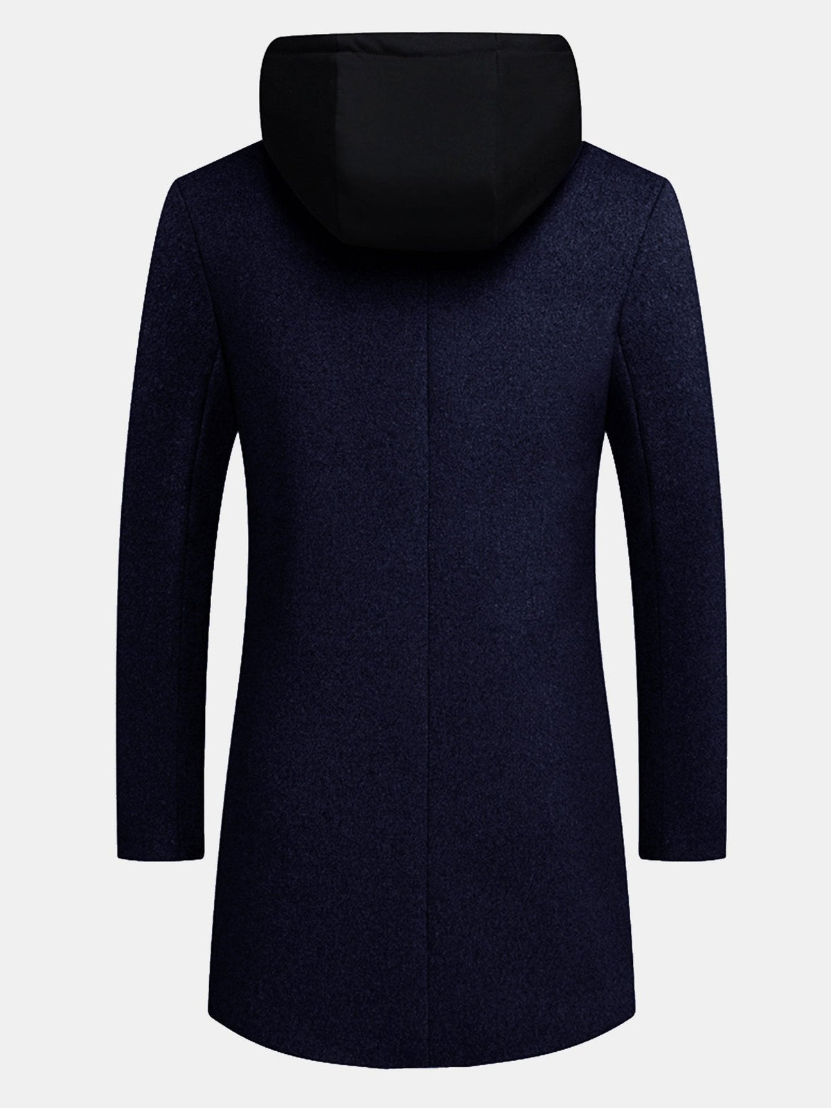 Abrigo largo con capucha de mezcla de lana para hombre - Abrigo de invierno entallado con capucha desmontable y capa con cremallera