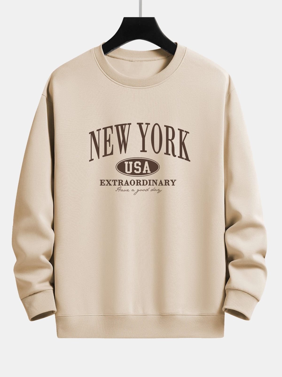 Miesten collegepaita, jossa on New York, USA -kuvio - rento istuvuus, puuvillasekoitetta, pyöreä pääntie, rento arkityyli