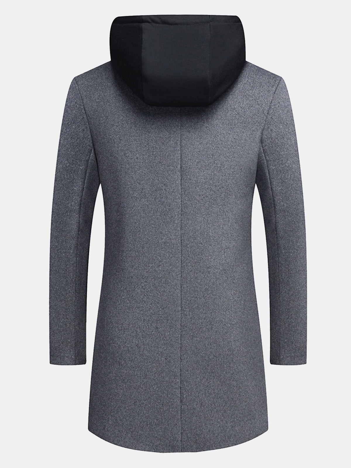 Abrigo largo con capucha de mezcla de lana para hombre - Abrigo de invierno entallado con capucha desmontable y capa con cremallera