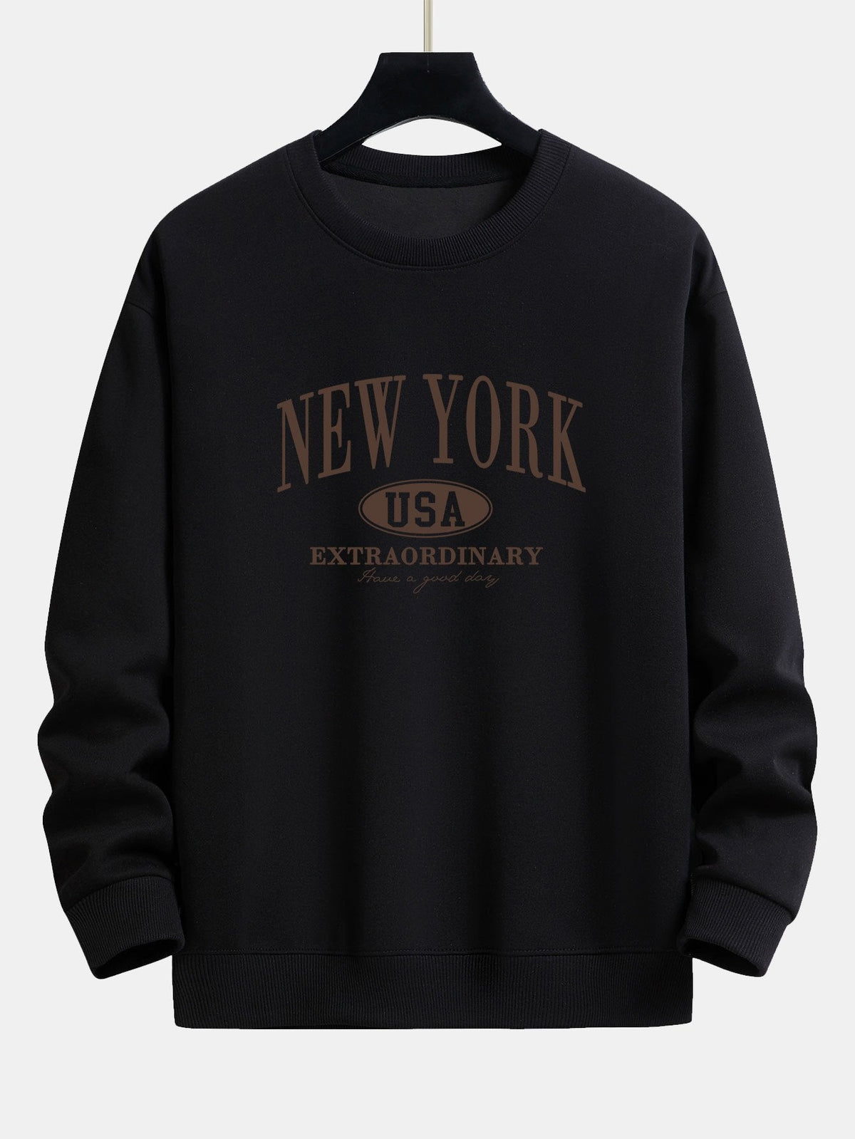 Miesten collegepaita, jossa on New York, USA -kuvio - rento istuvuus, puuvillasekoitetta, pyöreä pääntie, rento arkityyli