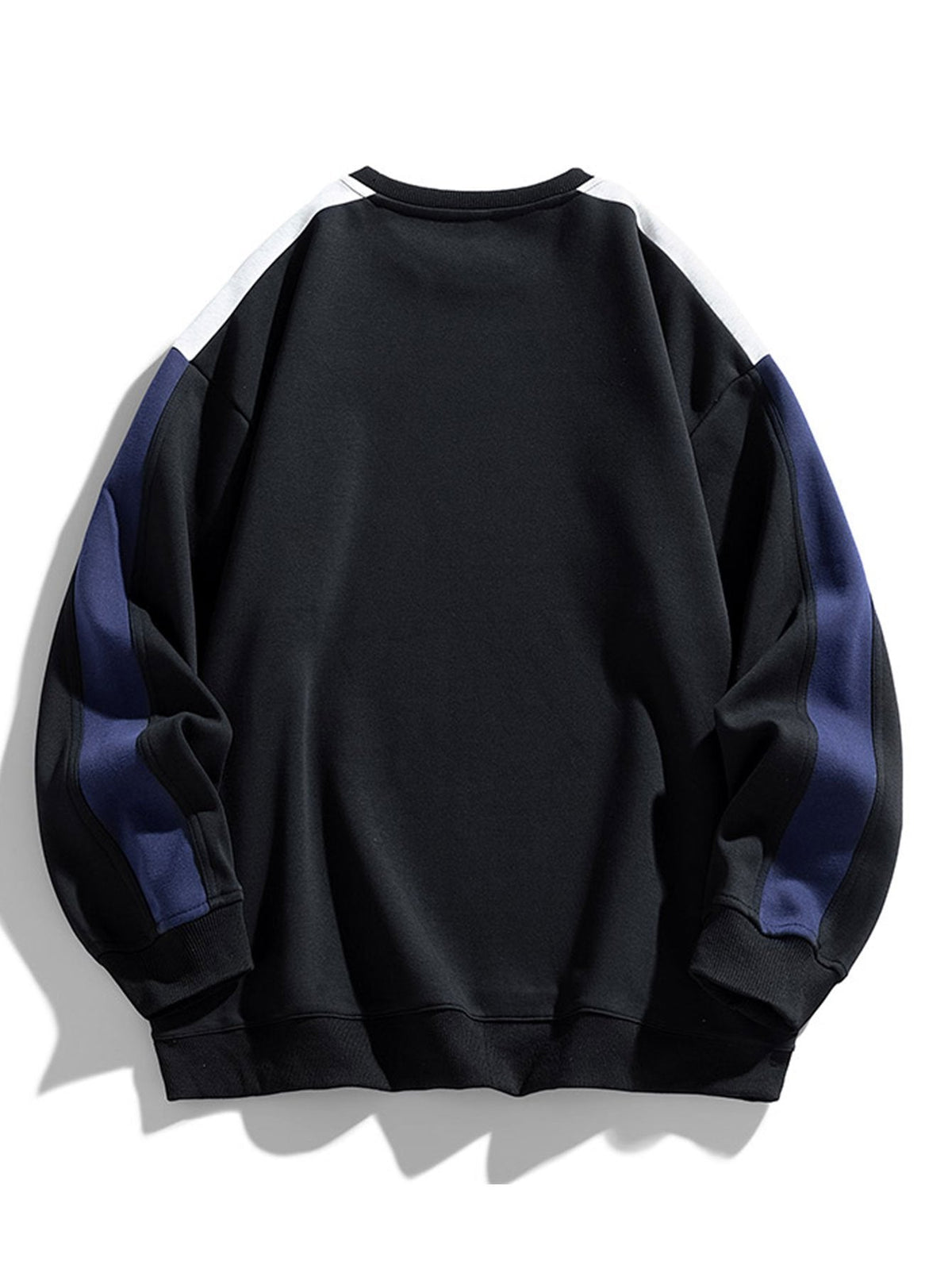 Herensweatshirt met contrasterende mouwpanelen – sportieve pullover met relaxte pasvorm, ronde hals en geribde afwerking voor een alledaagse casual stijl