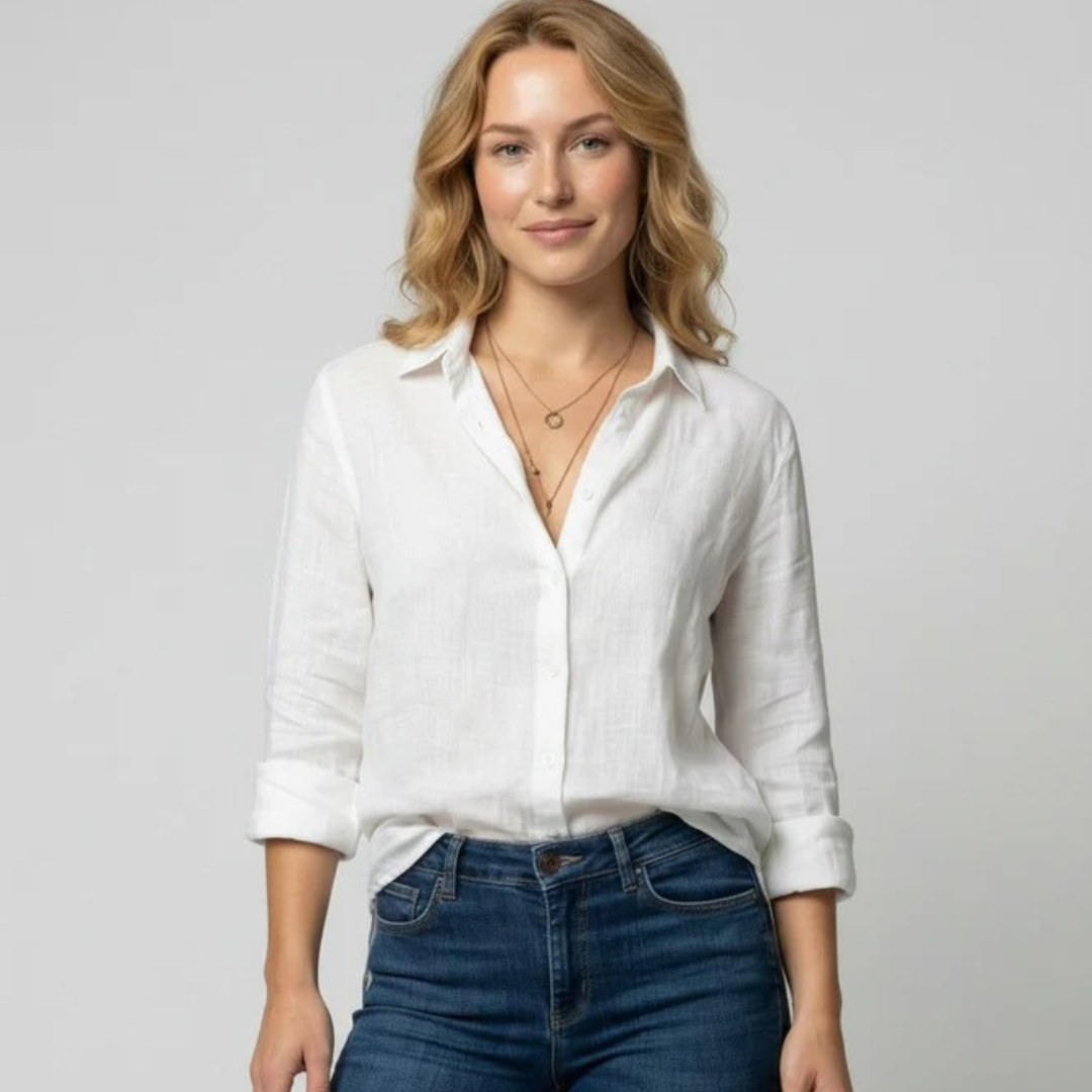 Chemisier pour femme à col – Modèle léger à manches longues, idéal au quotidien et au bureau