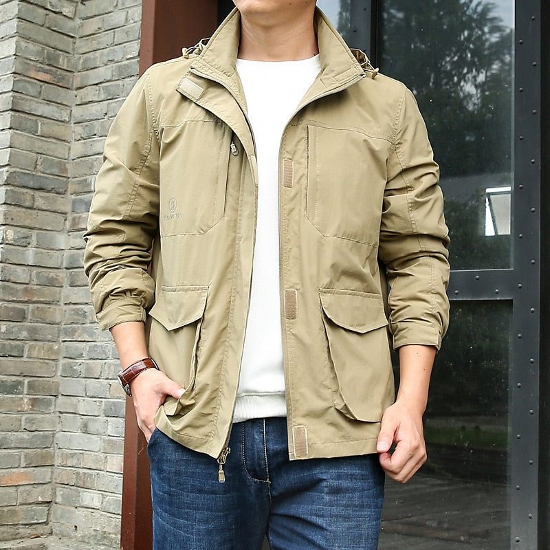 Men’s Utility Field Jacket – Stand-Collar Transitional Jacket with Multi-Pocket Front for Casual Everyday Wear