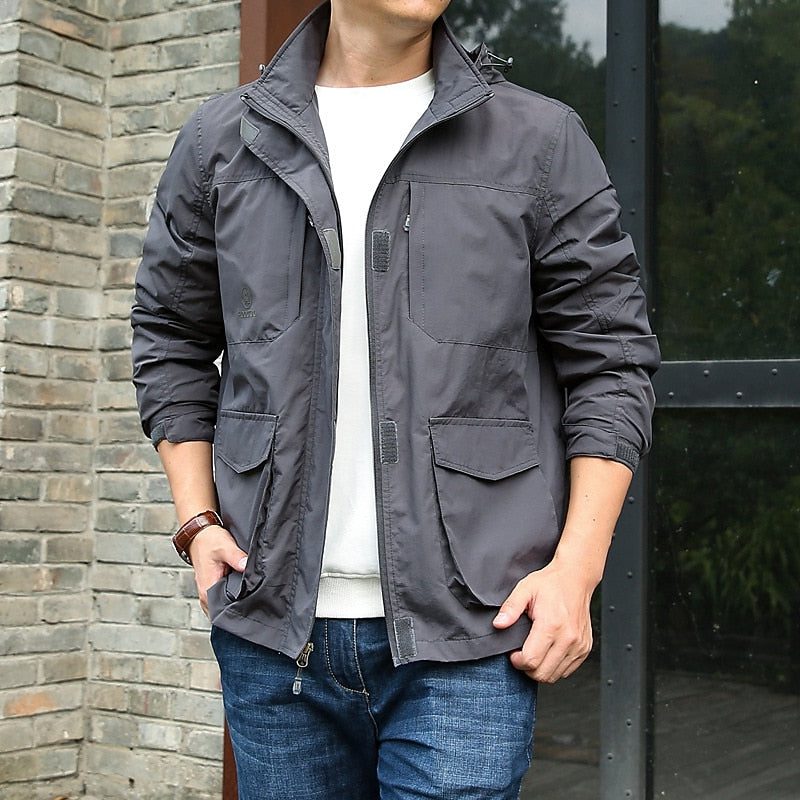 Men’s Utility Field Jacket – Stand-Collar Transitional Jacket with Multi-Pocket Front for Casual Everyday Wear