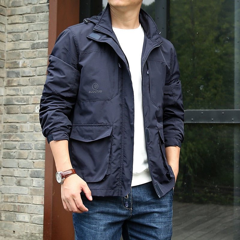 Men’s Utility Field Jacket – Stand-Collar Transitional Jacket with Multi-Pocket Front for Casual Everyday Wear