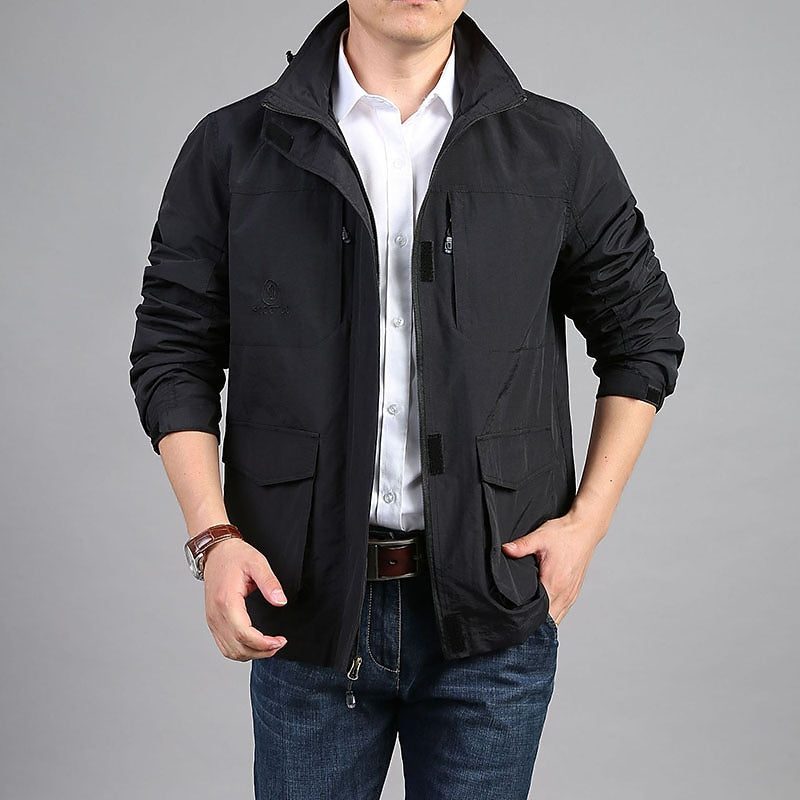 Men’s Utility Field Jacket – Stand-Collar Transitional Jacket with Multi-Pocket Front for Casual Everyday Wear