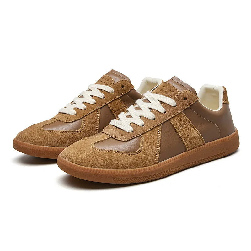 Męskie retro sneakersy niskie z panelami i sznurowaniem