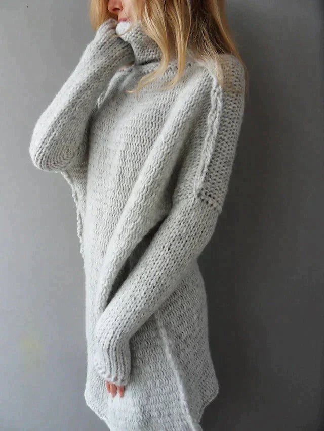 Oversize-Damenpullover aus Rollkragenstrick - lässige Longline-Schicht für den Alltag im Herbst und Winter