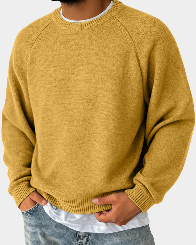 Pulover tricotat clasic pentru bărbați, cu guler rotund – pulover ușor de toamnă, cu mânecă lungă, pentru ținute urbane suprapuse, weekend, călătorii, stiluri smart casual și ținute de zi cu zi pentru sezonul de tranziție
