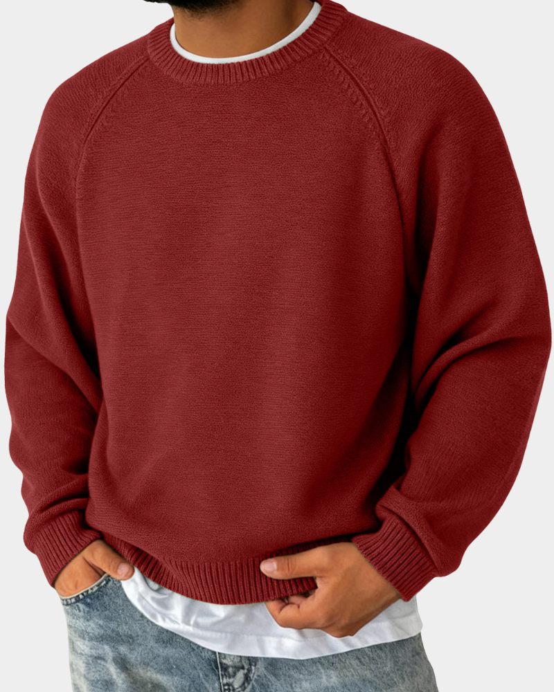 Pulover tricotat clasic pentru bărbați, cu guler rotund – pulover ușor de toamnă, cu mânecă lungă, pentru ținute urbane suprapuse, weekend, călătorii, stiluri smart casual și ținute de zi cu zi pentru sezonul de tranziție