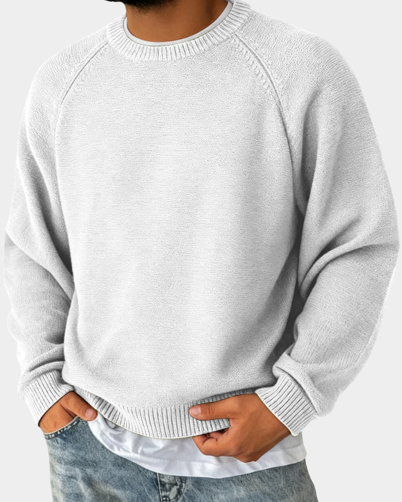 Pulover tricotat clasic pentru bărbați, cu guler rotund – pulover ușor de toamnă, cu mânecă lungă, pentru ținute urbane suprapuse, weekend, călătorii, stiluri smart casual și ținute de zi cu zi pentru sezonul de tranziție