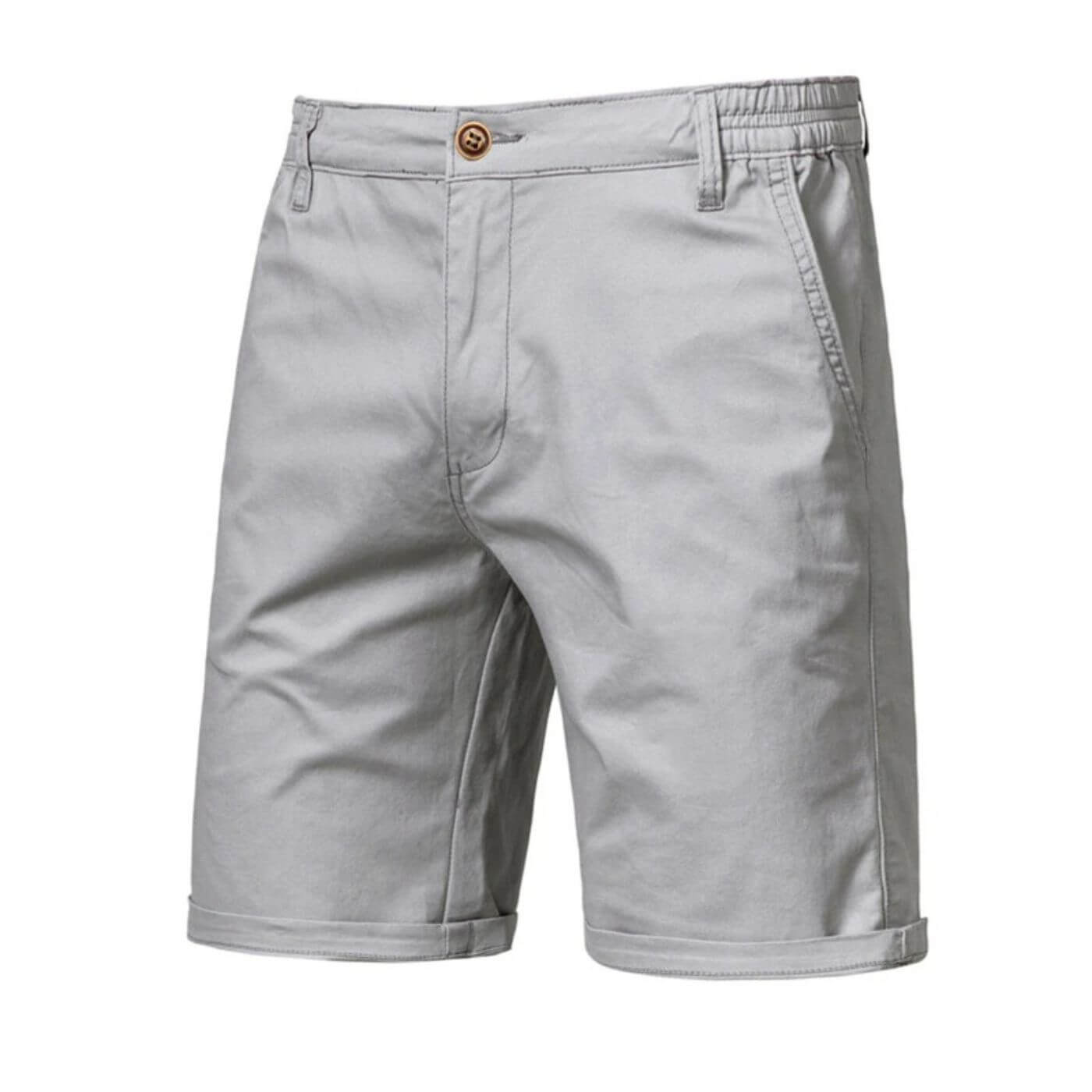 Pantalones cortos chinos para hombre con cintura elástica, ajuste inteligente y casual.