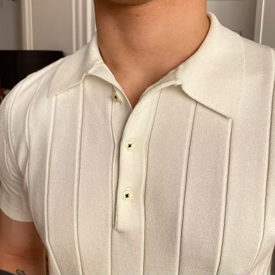 Polo da uomo in cotone a coste manica corta comoda casual alla moda
