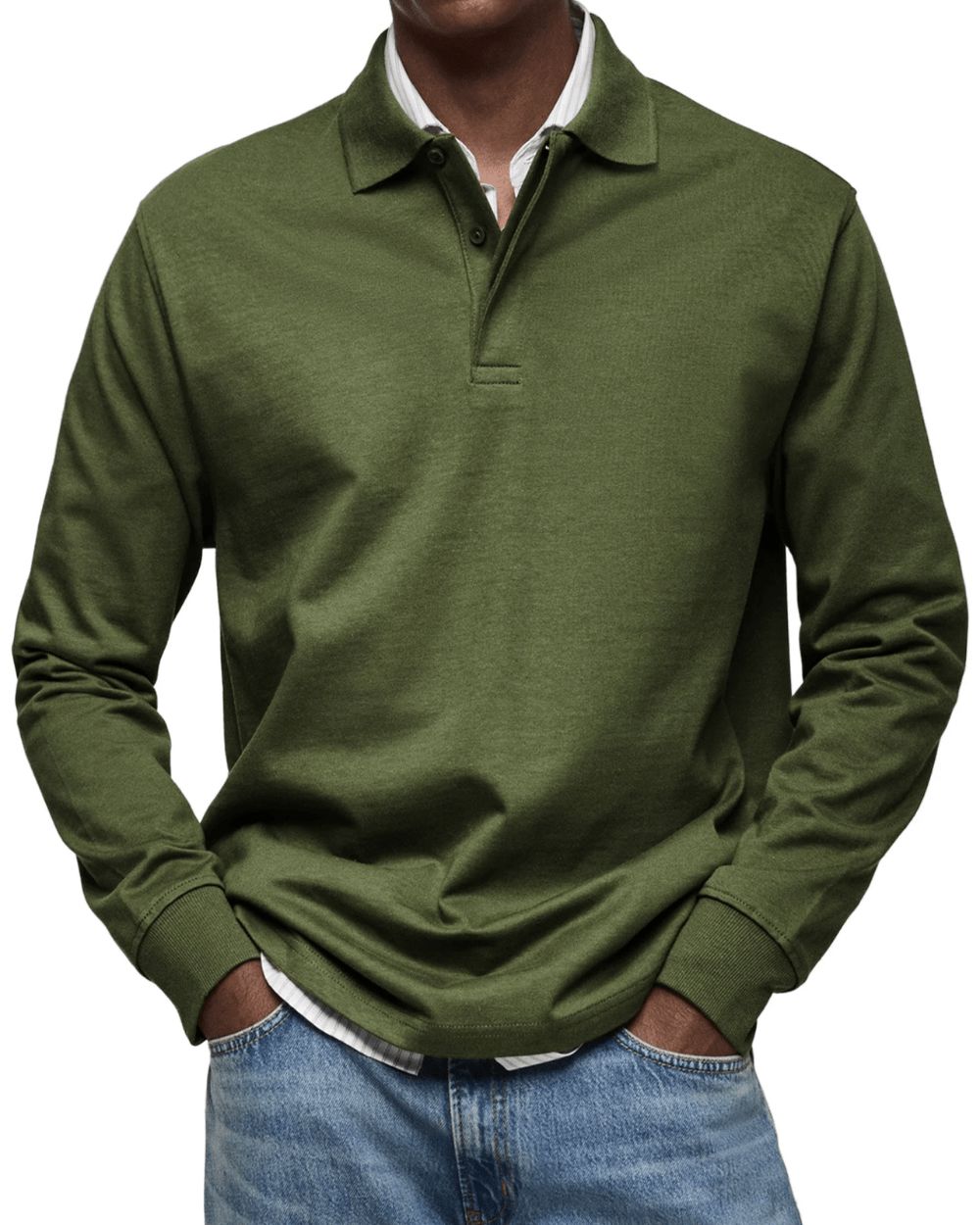 Langærmet poloshirt til mænd – blød, smart-casual strik til overgangsperioder