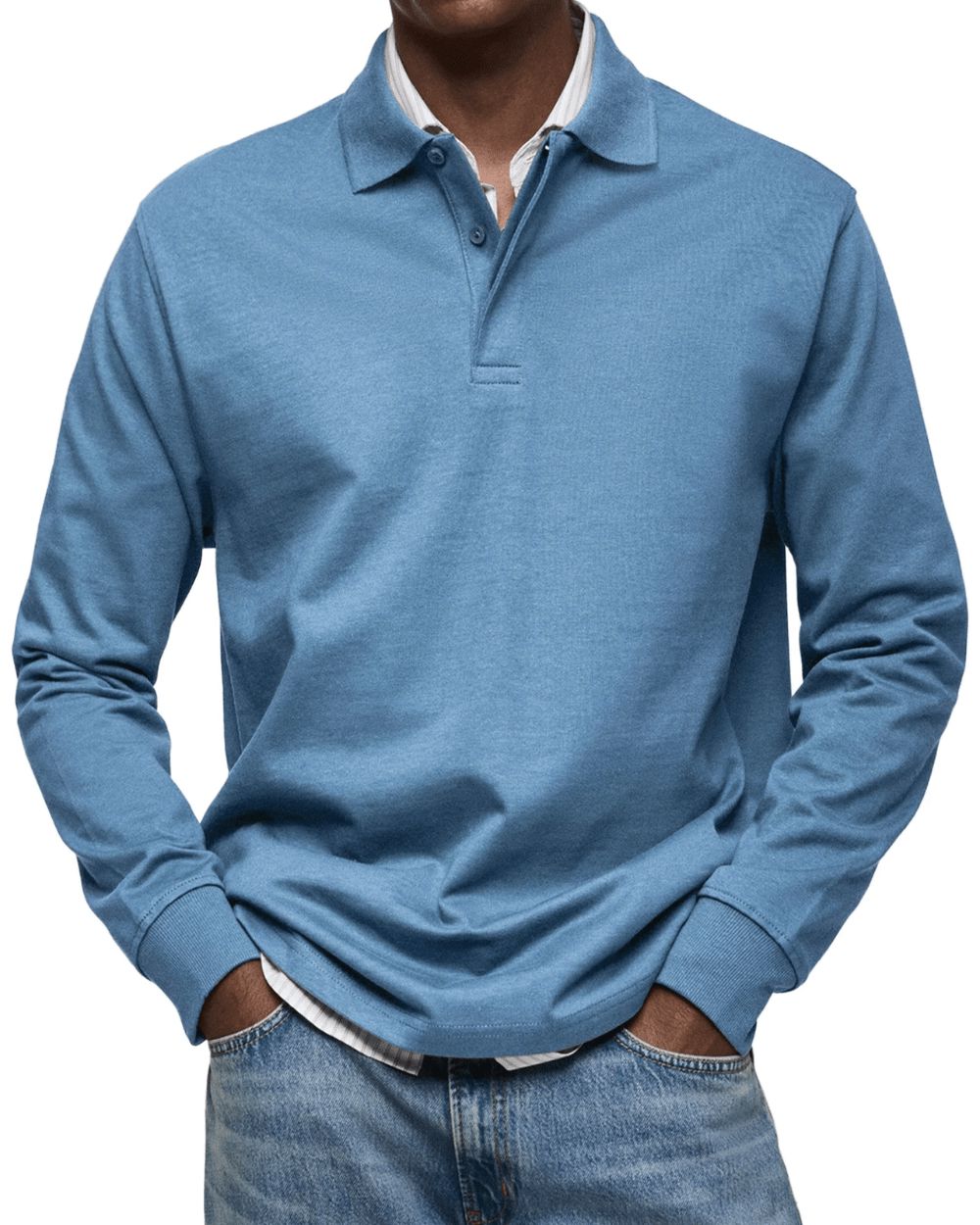 Langærmet poloshirt til mænd – blød, smart-casual strik til overgangsperioder