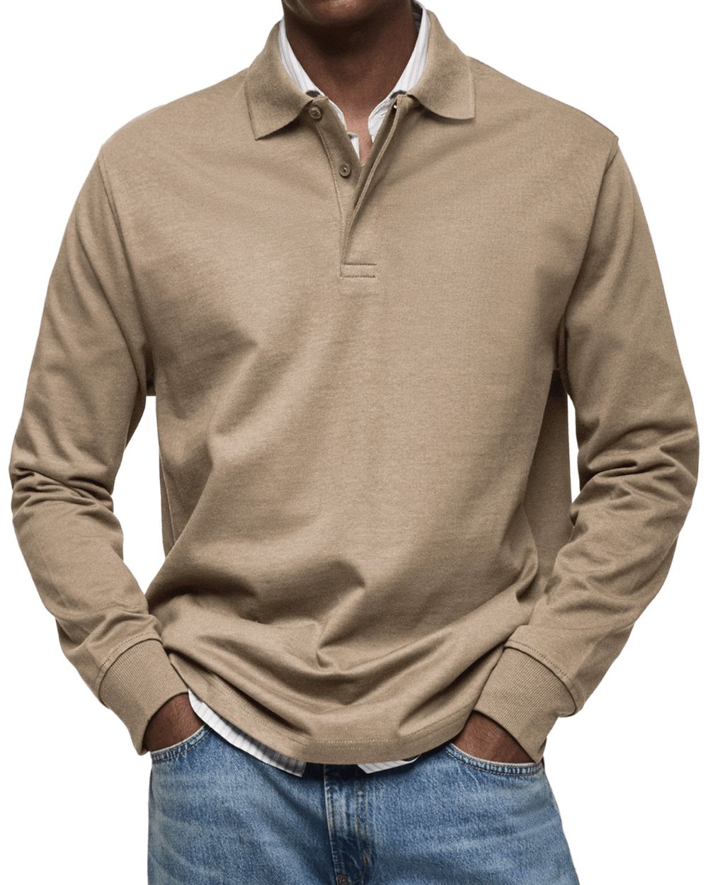 Langærmet poloshirt til mænd – blød, smart-casual strik til overgangsperioder