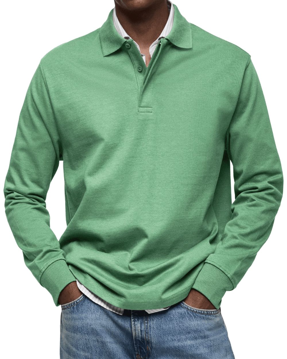 Langærmet poloshirt til mænd – blød, smart-casual strik til overgangsperioder