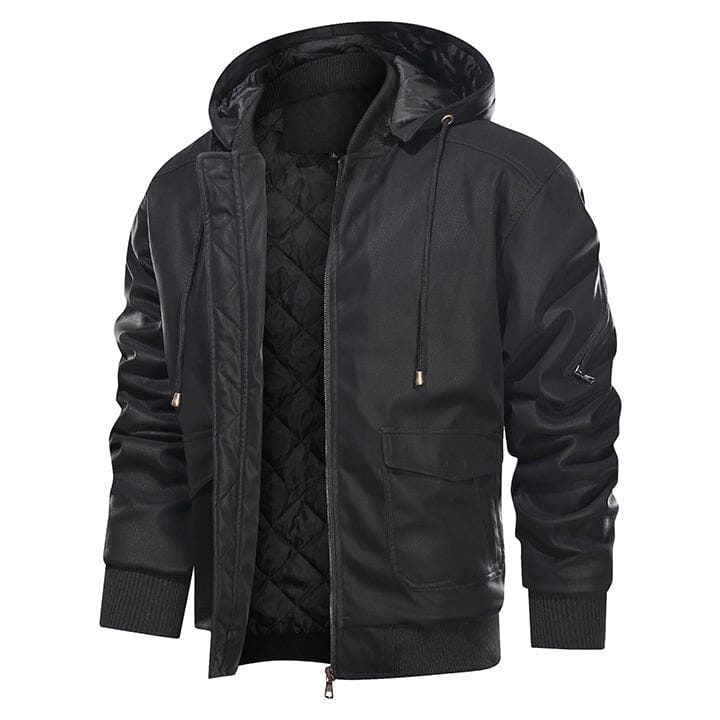 Casaco acolchoado com capuz em imitação de pele para homem – modelo bomber com forro acolchoado e fecho à frente, para um visual citadino de inverno, conjuntos casuais e sobreposição nos dias frios
