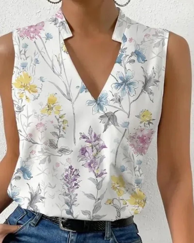 Blouse cache-cœur pour femme – top sans manches à col V pour l’été et une tenue chic décontractée