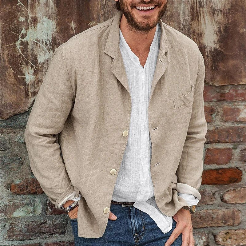 Blazer casual para hombre ligero con solapa de muesca texturizada