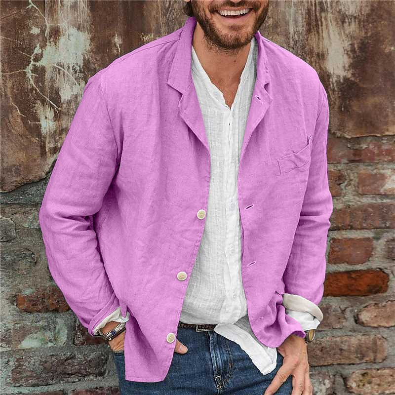 Blazer casual para hombre ligero con solapa de muesca texturizada
